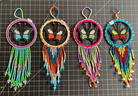 Beaded Butterfly Dreamcatcher Ornament Native American style