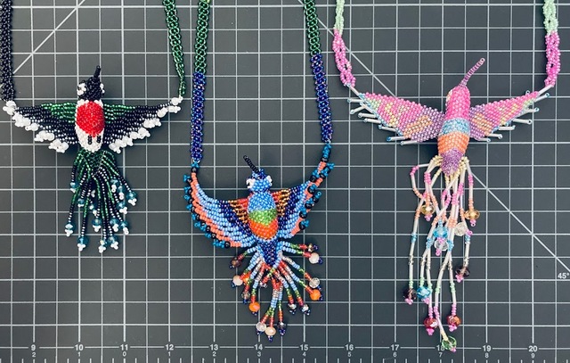 Beaded Hummingbird Necklace - Large 
