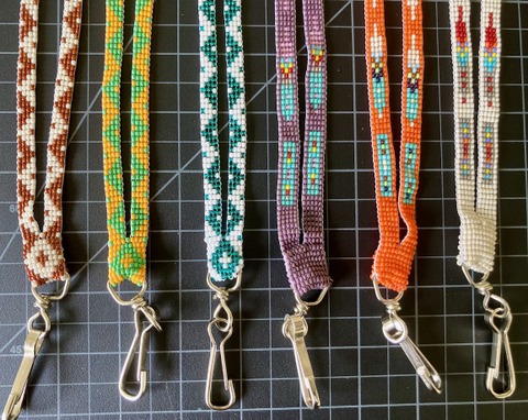 Beaded Lanyard mix of Native American and multicolors - Slim Profile 