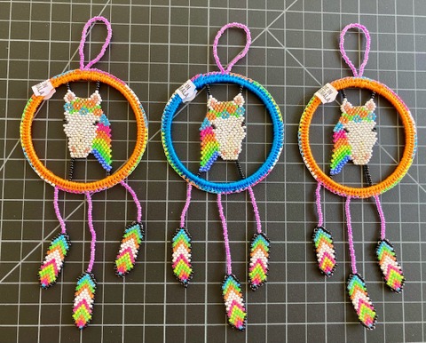 Beaded Rainbow Pony Dreamcatcher Ornament Native American style