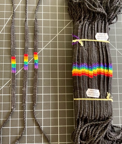 Rainbow Cotton Block Friendship Bracelet 1/4 Inch Black Background rainbow