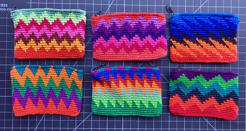 Rectangular crochet coin purse multicolor 