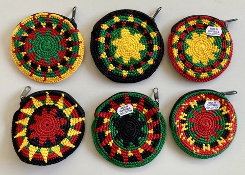 Round Crochet Coin Purse Rasta large 