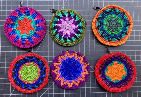 Round Crochet Coin Purse multicolors 