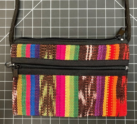 3 Zipper Purse With Shoulder Strap Regular Guatemalan, Guatemala, Mayan, handmade, colorful, wholesale, artisan, 3 Zipper, Purse, Shoulder, Strap, Regular