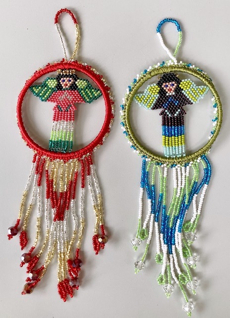 Beaded Angel Dreamcatcher Ornament Native American style