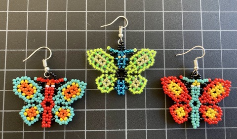 Butterfly Beaded Earrings, Summer Beaded Earrings, Tropical Beaded Earrings