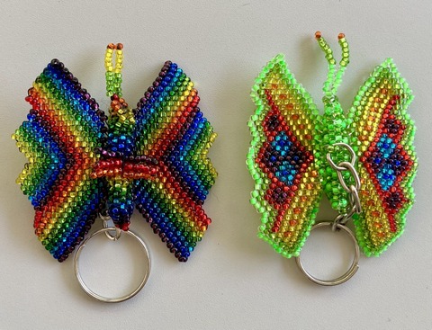 Beaded Butterfly Keychain Rainbow 