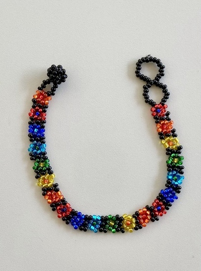 Beaded Daisy Chain Anklet Rainbow Guatemalan, Guatemala, Mayan, handmade, colorful, wholesale, artisan, Beaded, Daisy, Chain, Anklet, Rainbow