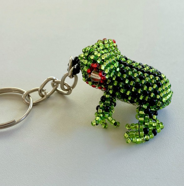 Beaded Frog Keychain Guatemalan, Guatemala, Mayan, handmade, colorful, wholesale, artisan, Beaded, Frog, Keychain