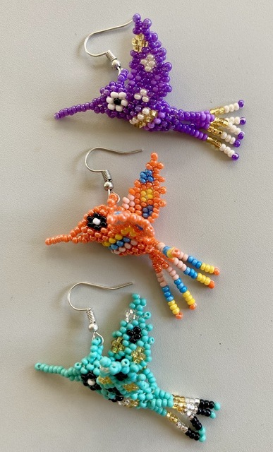 Beaded Hummingbird Earrings Guatemalan, Guatemala, Mayan, handmade, colorful, wholesale, artisan, Beaded, Hummingbird, Earrings