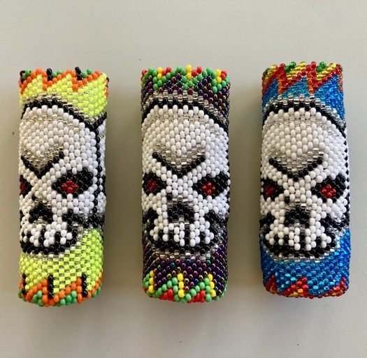 Beaded Lighter Cover Skull Guatemalan, Guatemala, Mayan, handmade, colorful, wholesale, artisan, Beaded, Lighter, Cover, Skull