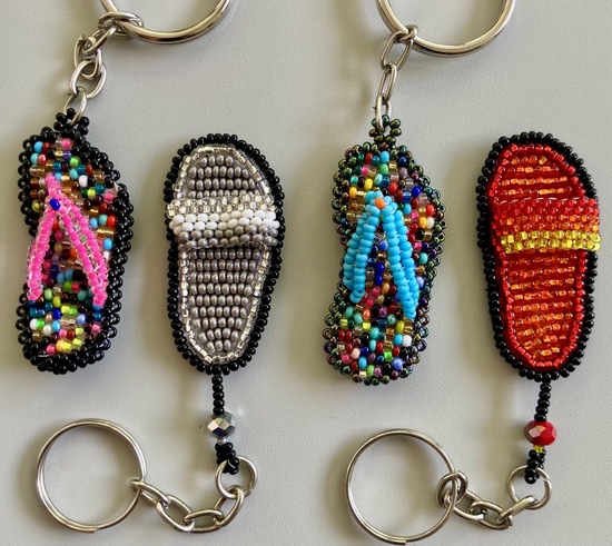 Beaded Sandal Keychain Guatemalan, Guatemala, Mayan, handmade, colorful, wholesale, artisan, Beaded, Sandal, Keychain