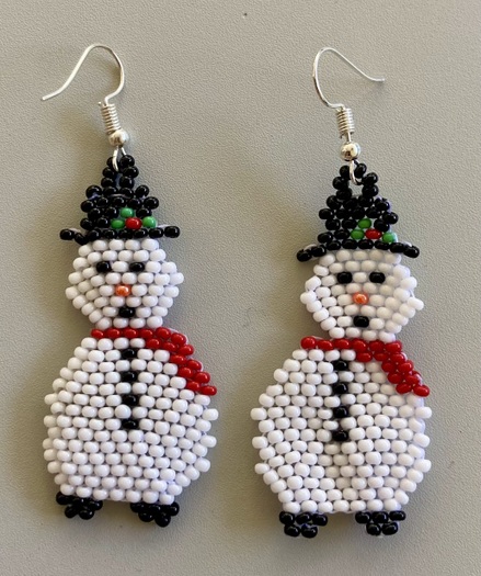 Beaded Snowman Earrings  Guatemalan, Guatemala, Mayan, handmade, colorful, wholesale, artisan, Beaded, Snowman, Earrings