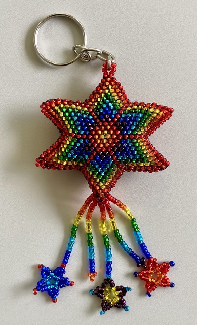 Beaded Star Keychain - Rainbow Rainbow