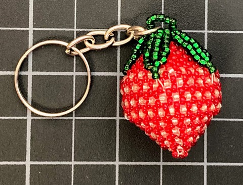 Pascuala (MX) Strawberry Seed Bead Keychain - Guatemala