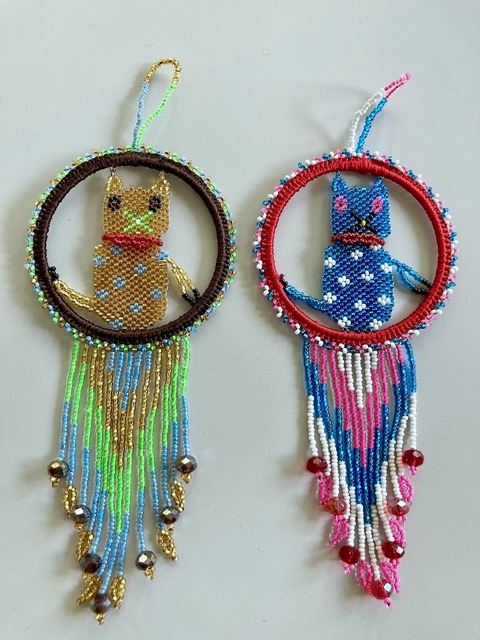 Cat Dreamcatcher Guatemalan, Guatemala, Mayan, handmade, colorful, wholesale, artisan, cat, dreamcatcher