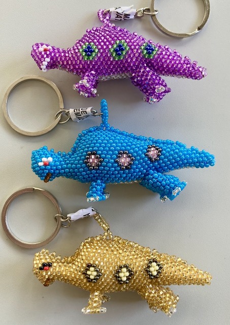 Dinosaur Keychain Guatemalan, Guatemala, Mayan, handmade, colorful, wholesale, artisan, dinosaur, keychain