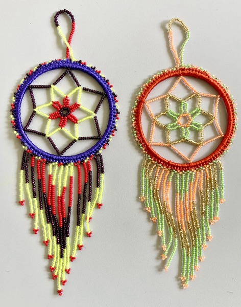 Native American Style Beaded Dreamcatcher Ornament Guatemalan, Guatemala, Mayan, handmade, colorful, wholesale, artisan, Native, American, style, dreamcatcher, ornament