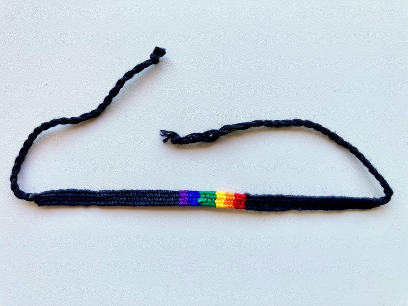 Rainbow Friendship Bracelet Black Slim rainbow