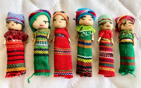 Red and Green Christmas Worry Dolls