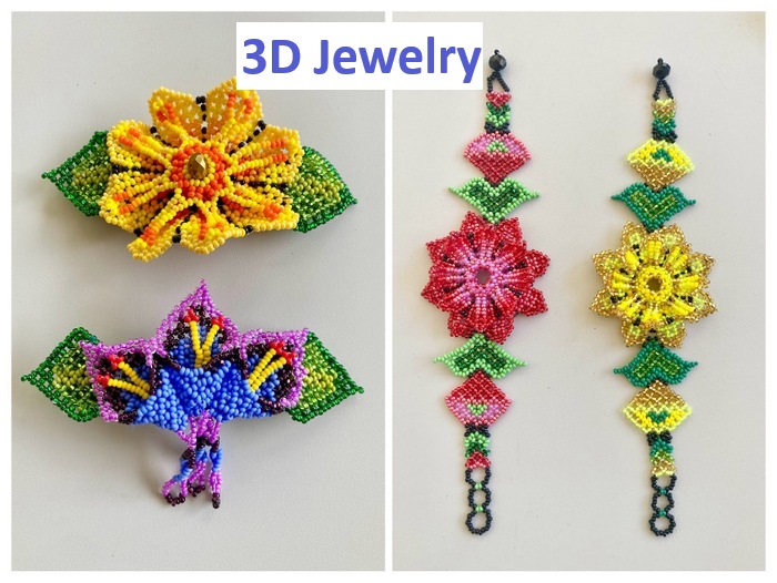 3 dimensional flowers bead jewelry
